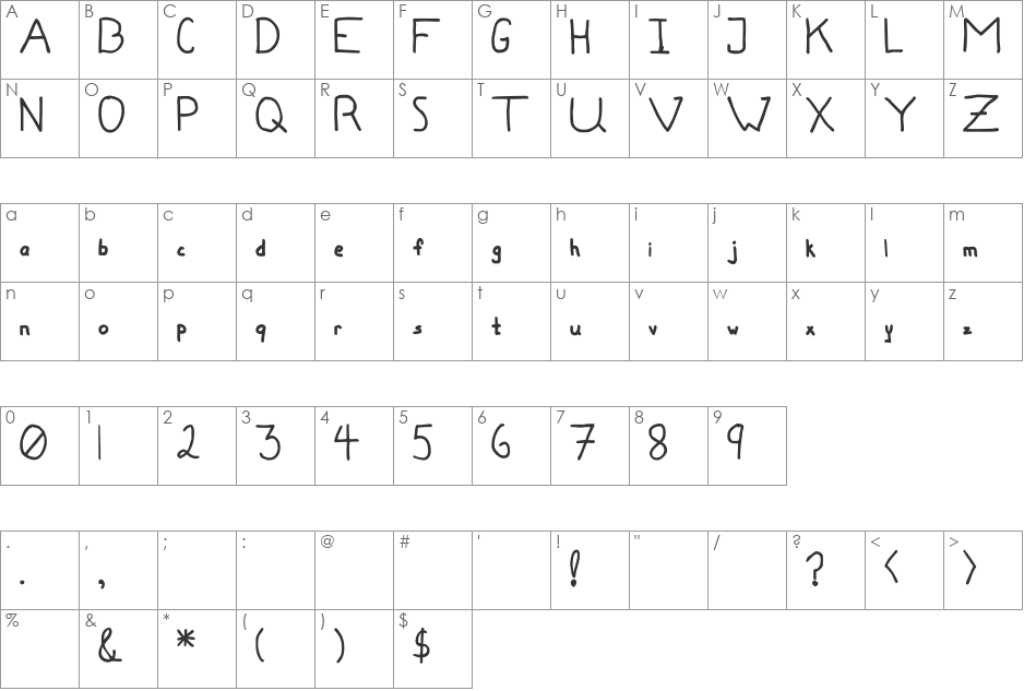 sfd0020 font character map preview