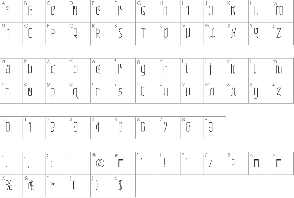 Sfilth font character map preview