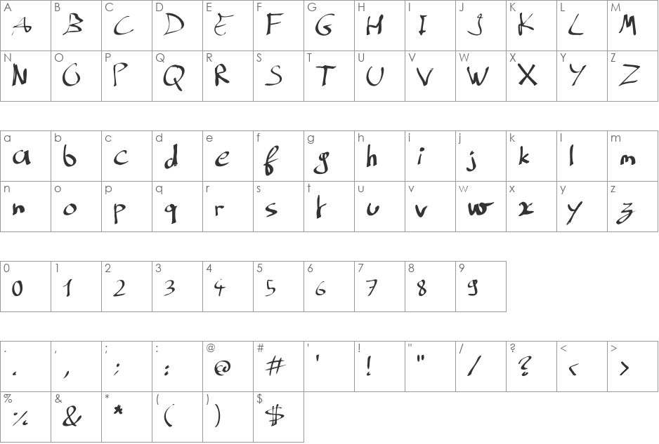 Sfontaneuslarge font character map preview