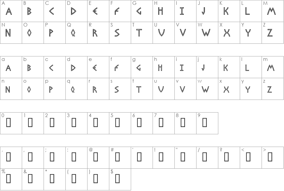 Basileus font character map preview
