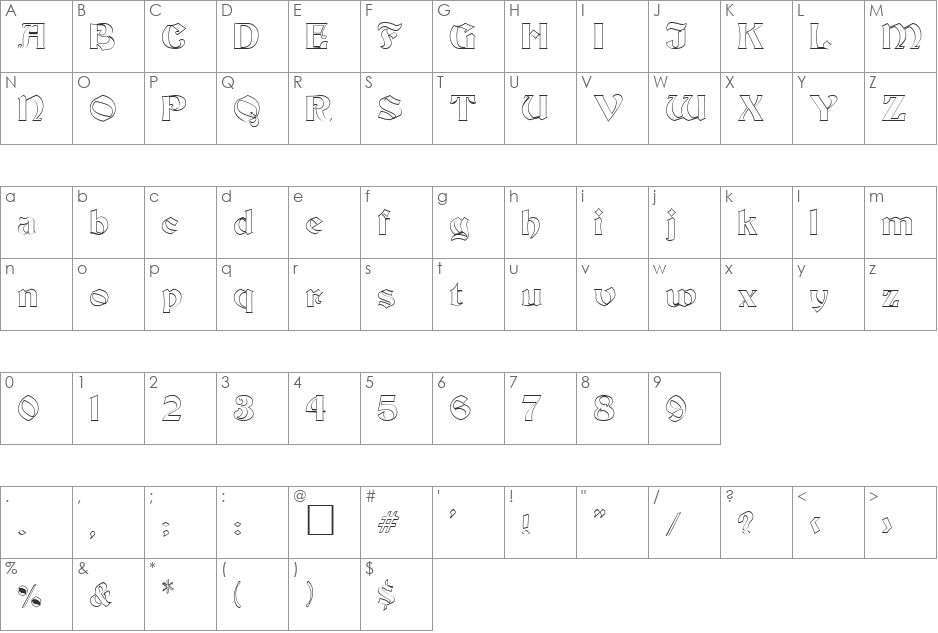 BasilikaOpen font character map preview