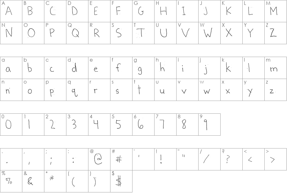 Shabby Ball Point font character map preview