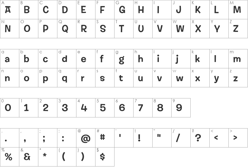 Shag-Lounge font character map preview