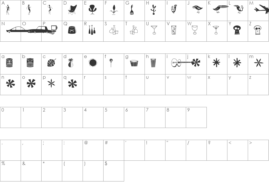 Shag-Shagbats font character map preview