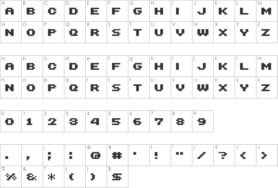 SHAKAGRAPHICS font character map preview