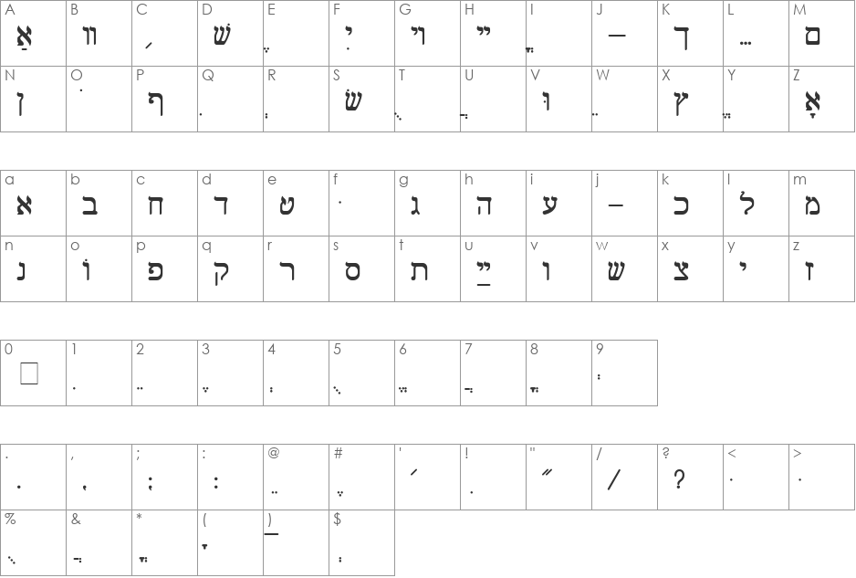 Shalom Old Style font character map preview