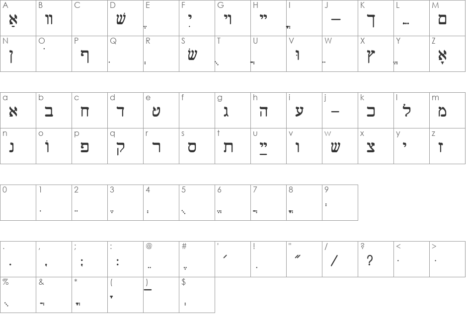 ShalomOldStyle font character map preview