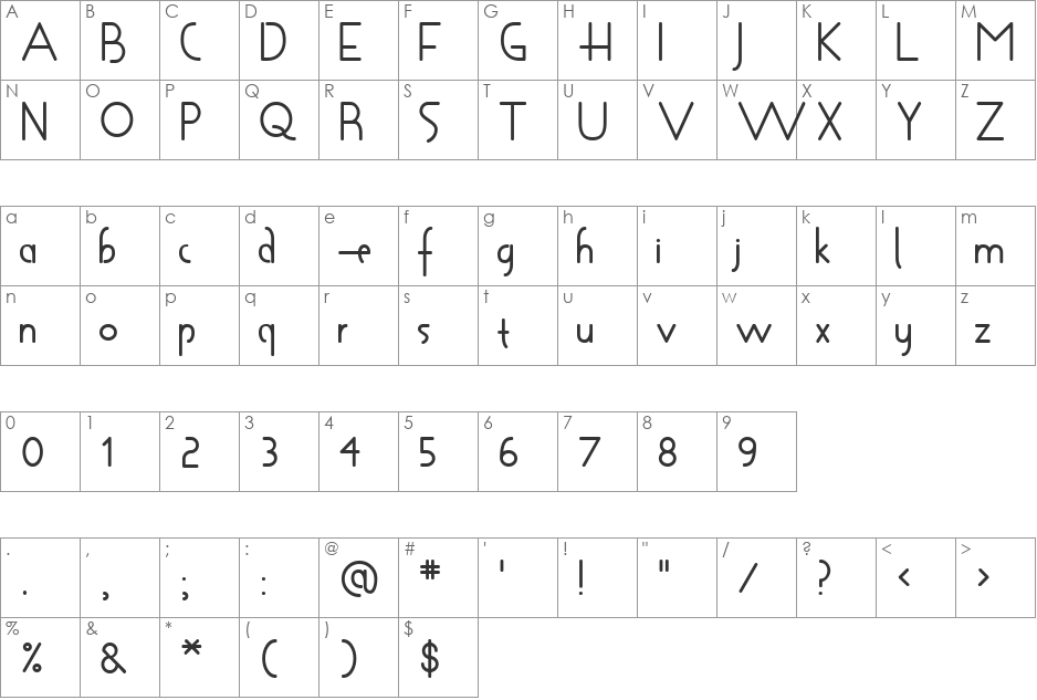 Shapeshifter font character map preview