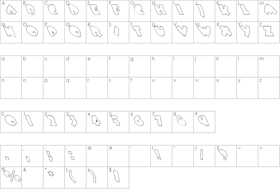 Shards 3 font character map preview