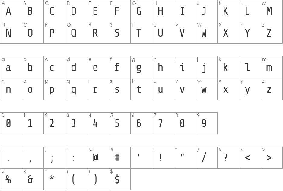 Share Tech Mono font character map preview