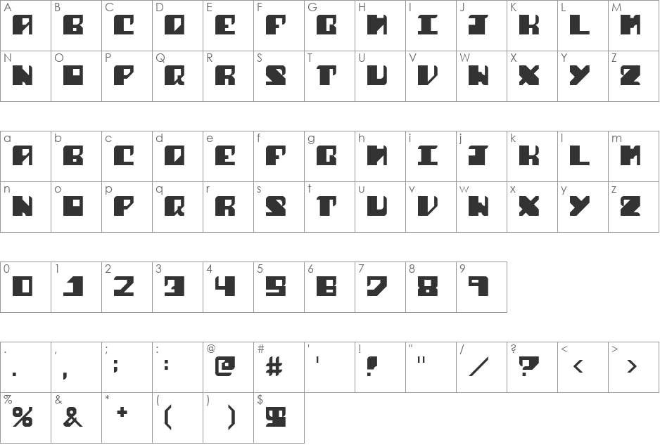 Shark Fins font character map preview