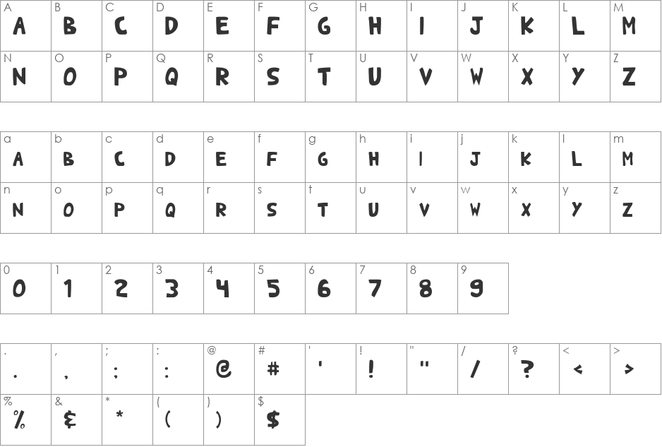 Shark Heavy ABC font character map preview