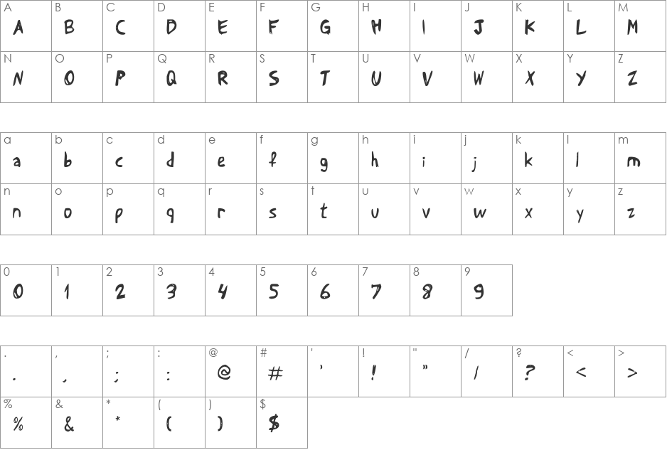 Shark Scratching font character map preview
