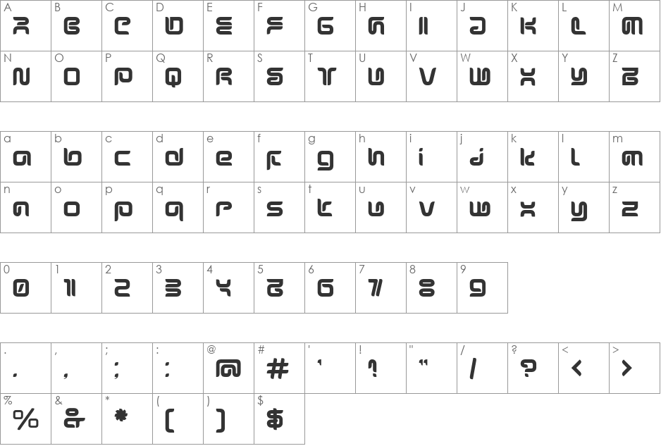 Sharp Bold font character map preview