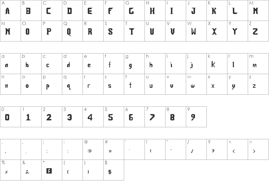 Sharpblock font character map preview