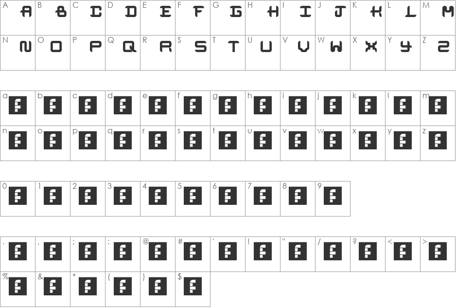sharptech font character map preview