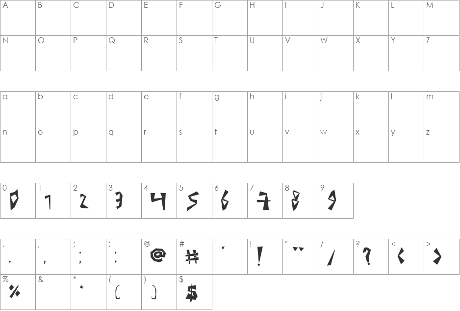 shasha font character map preview