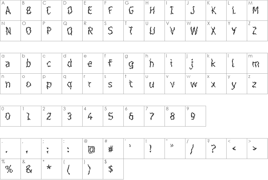 ShatterdayICG font character map preview