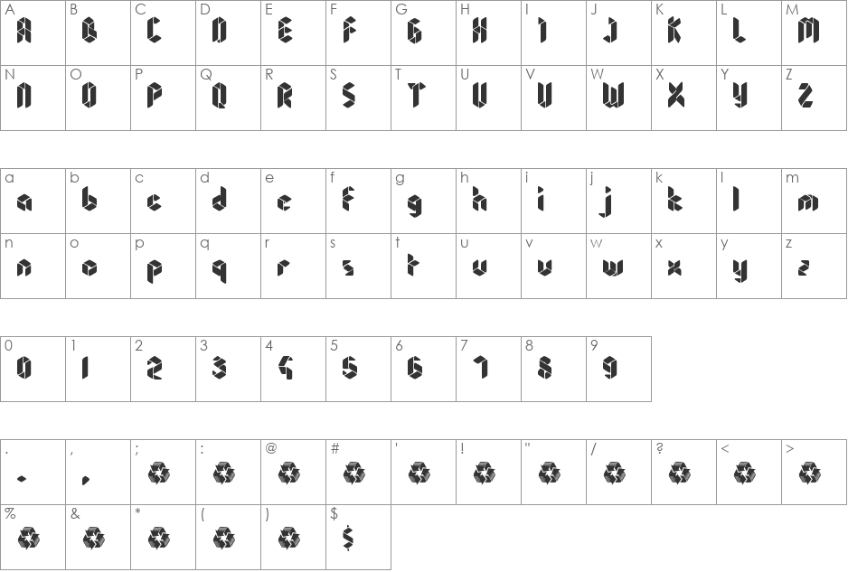 sheandy font character map preview