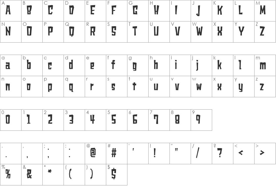 shears font character map preview