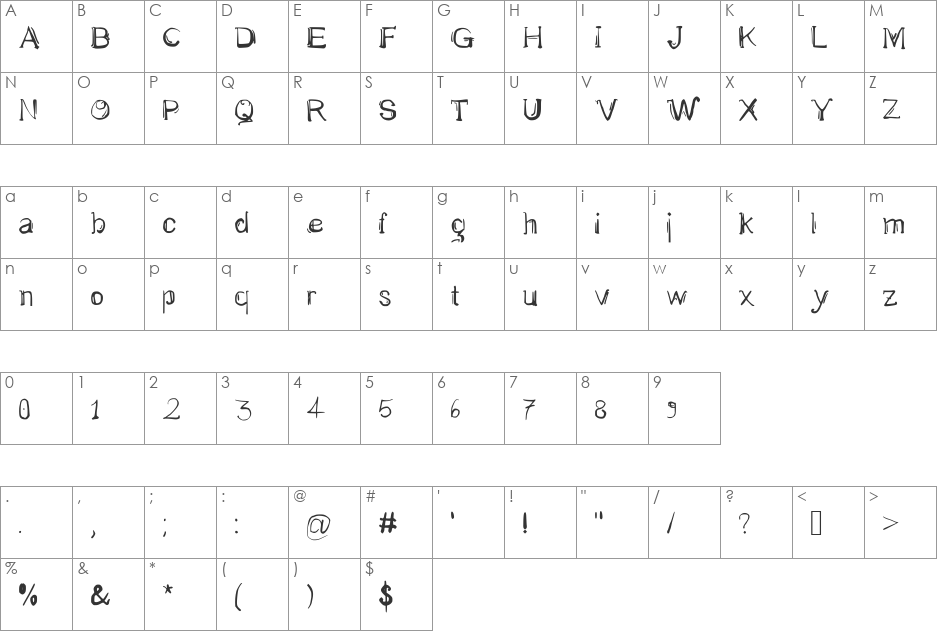 Sheffre Omega font character map preview