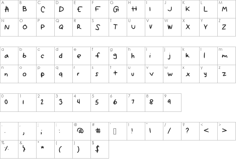 Shelby font character map preview