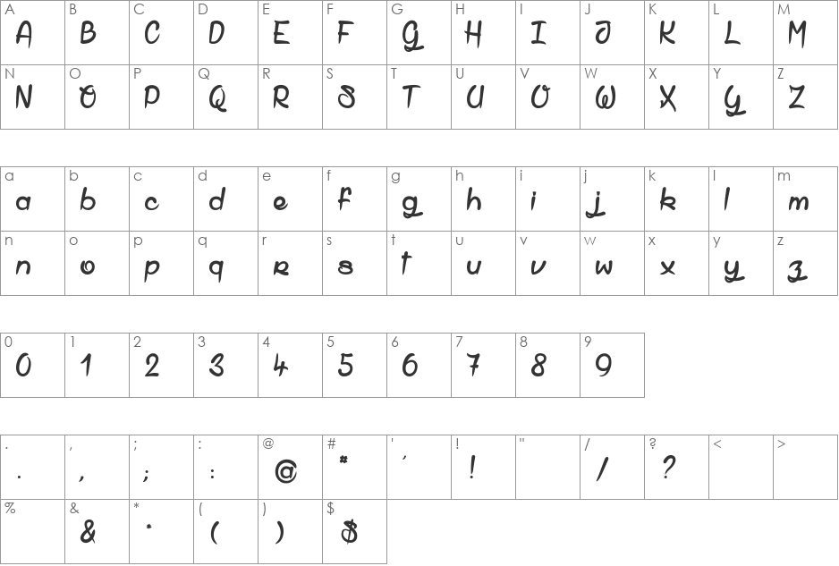 Shell Gate font character map preview