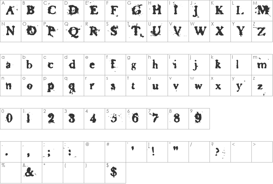 Basketcase font character map preview