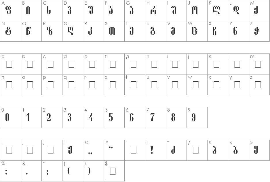 Shemokhmedy-ITV font character map preview