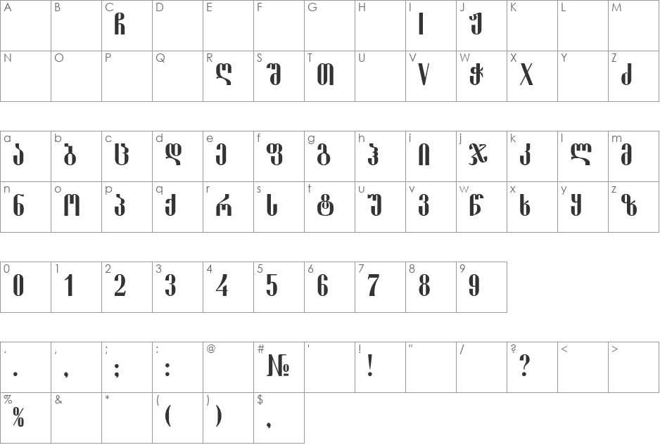 ShemoMtavr font character map preview