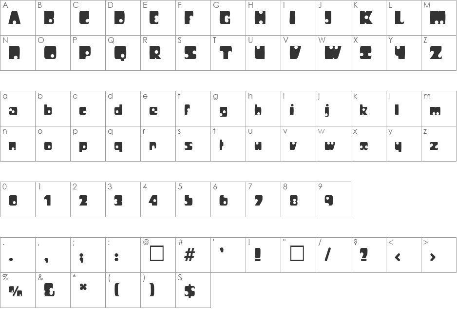 Sheriff font character map preview