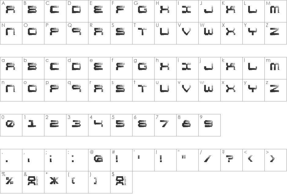 Shift font character map preview
