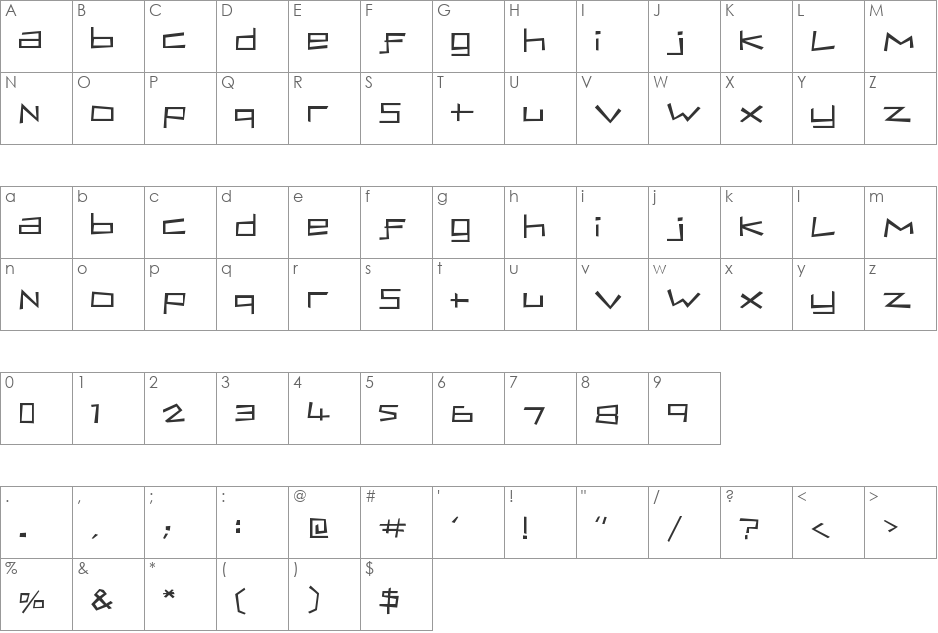 Bassist font character map preview
