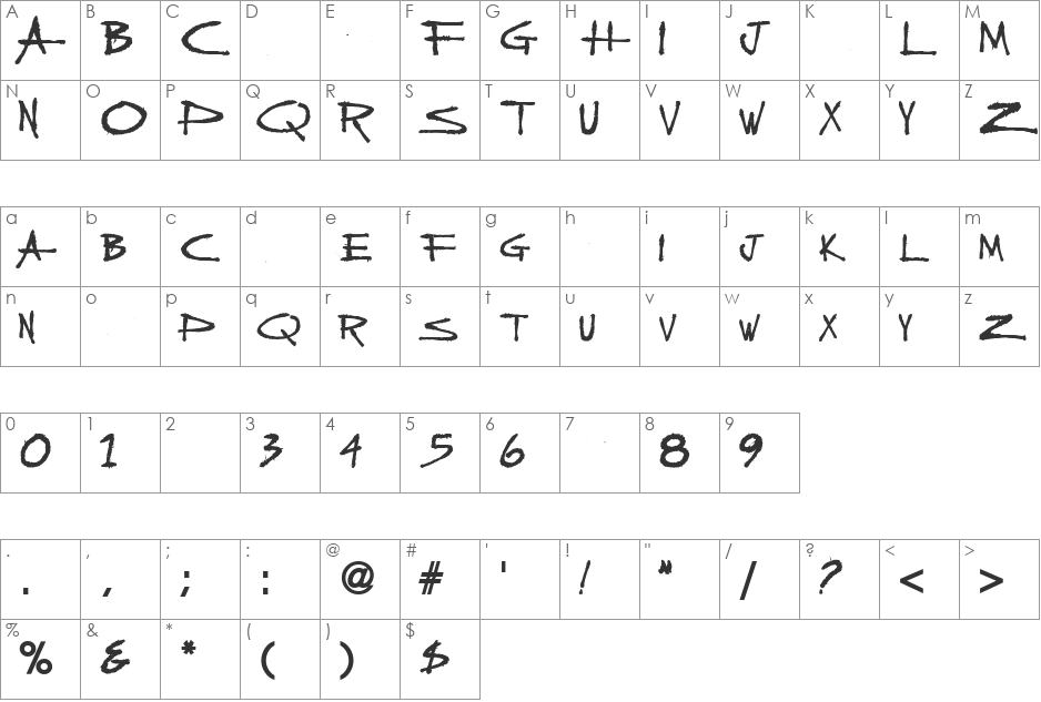 ShiningSCapsSSK font character map preview