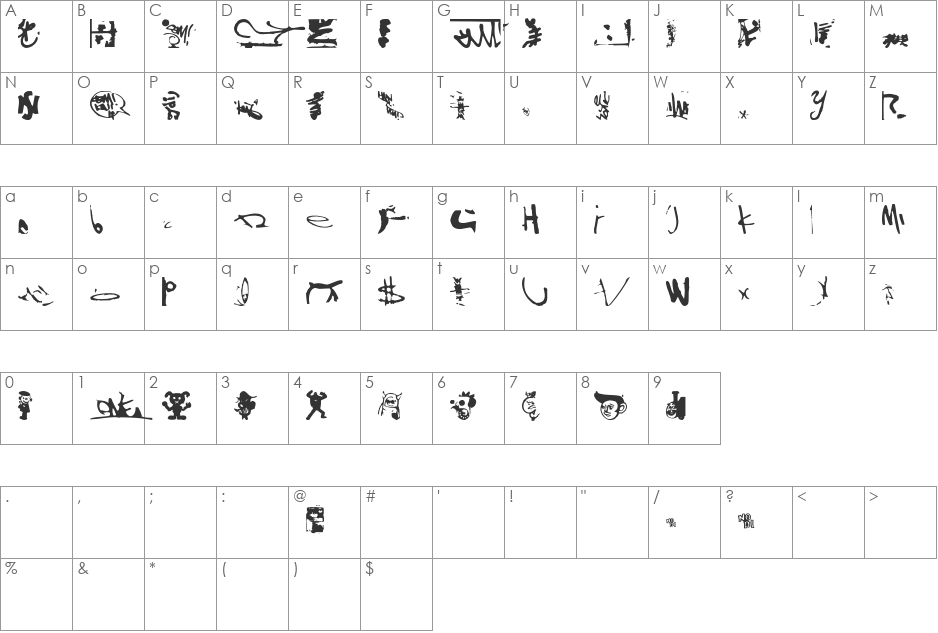 Shinjuku font character map preview