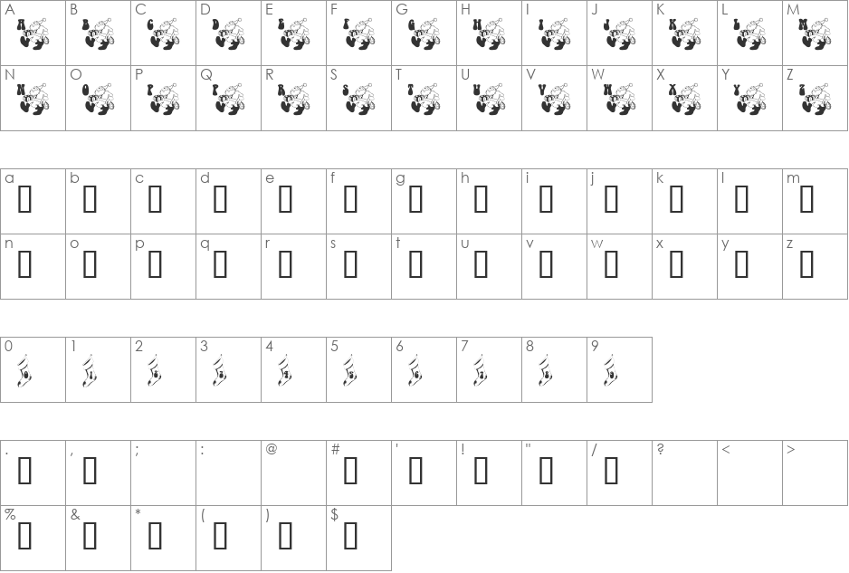 Shleppin' Santa font character map preview