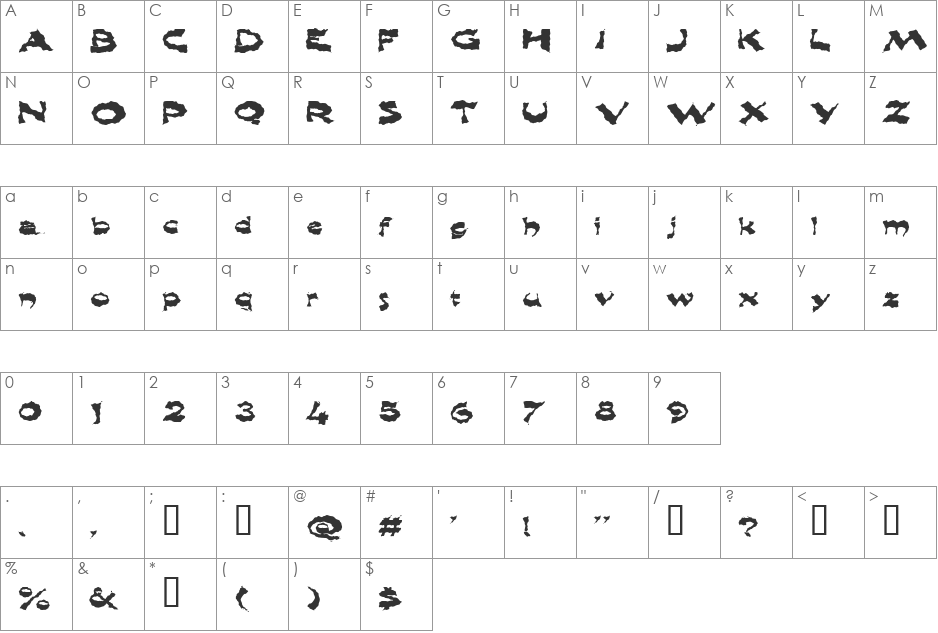 ShlopHappy font character map preview