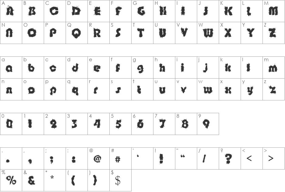 ShockFloyd font character map preview