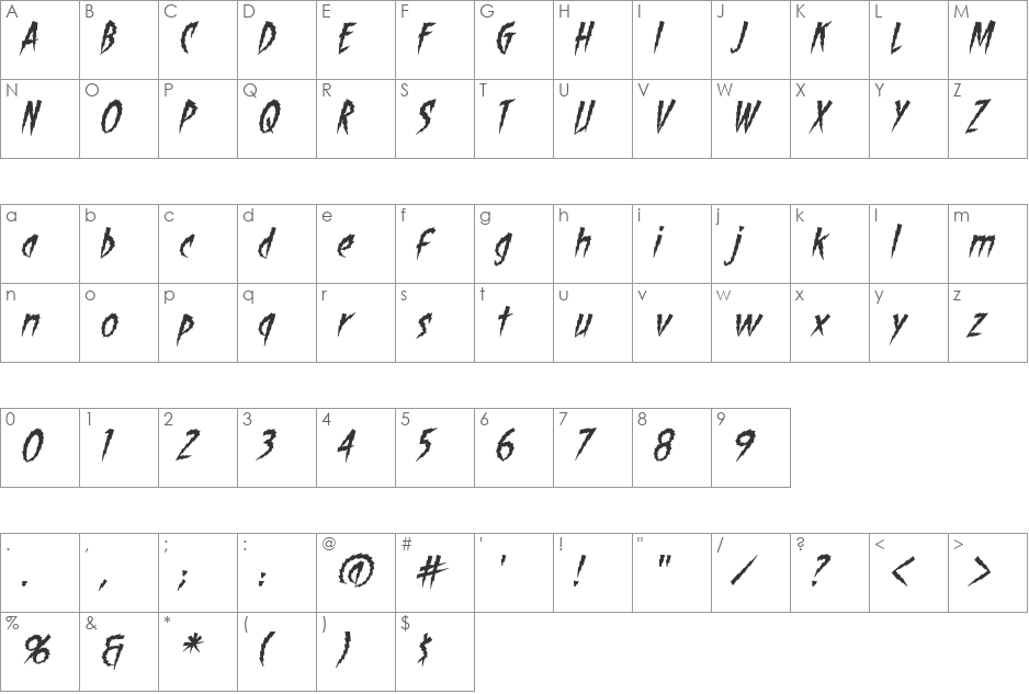 ShockTherapy BB font character map preview
