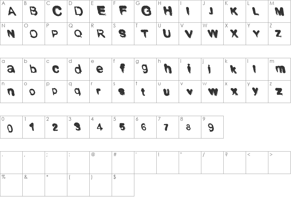 Shodo font character map preview