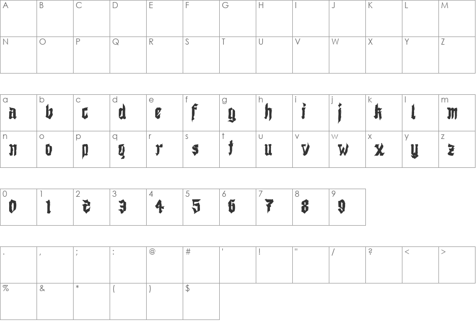 Shodo Gothic Demo  font character map preview