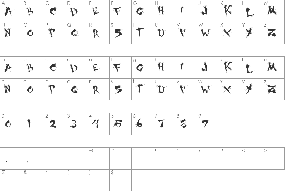 Shoguns Clan font character map preview