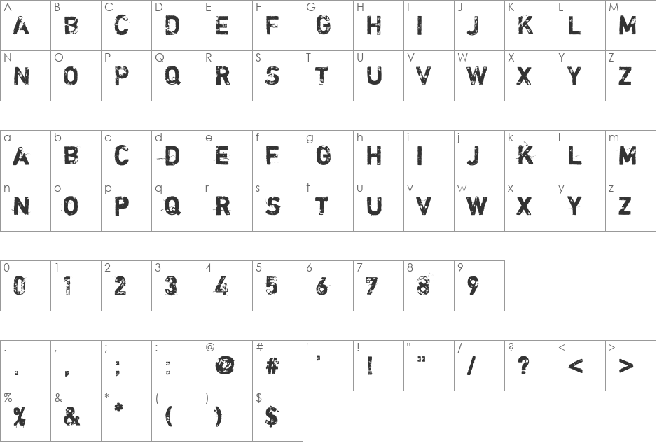 Shortcut font character map preview