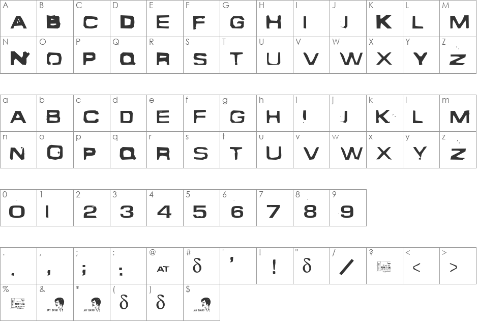 Shortwave font character map preview