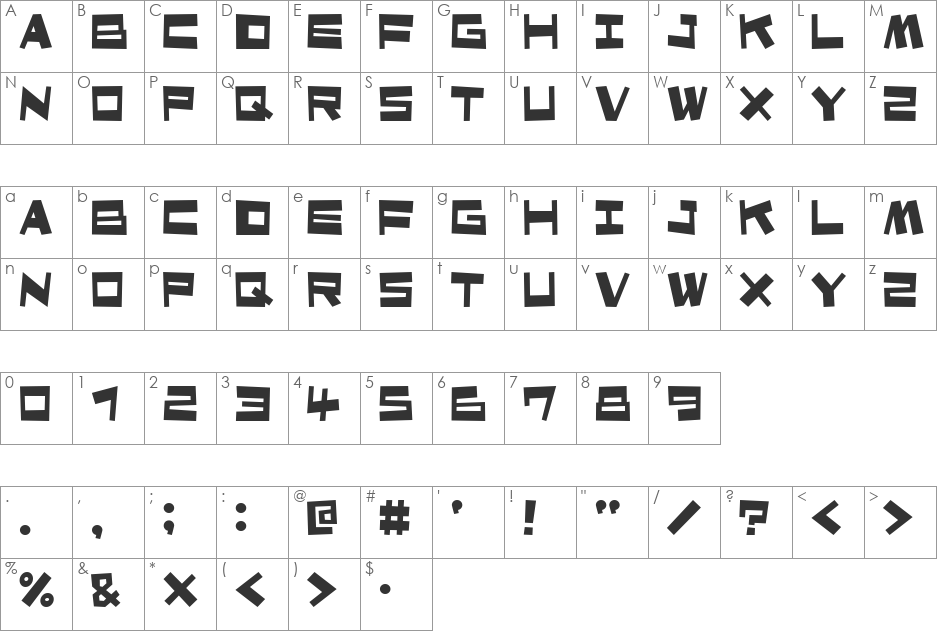 ShotaroV3KT font character map preview