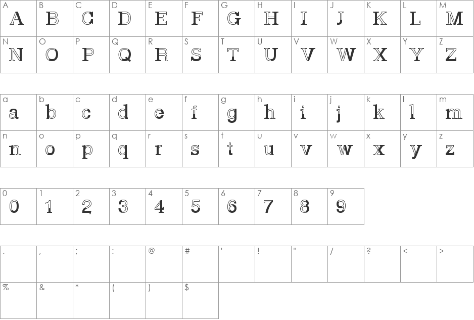 Basvetica font character map preview