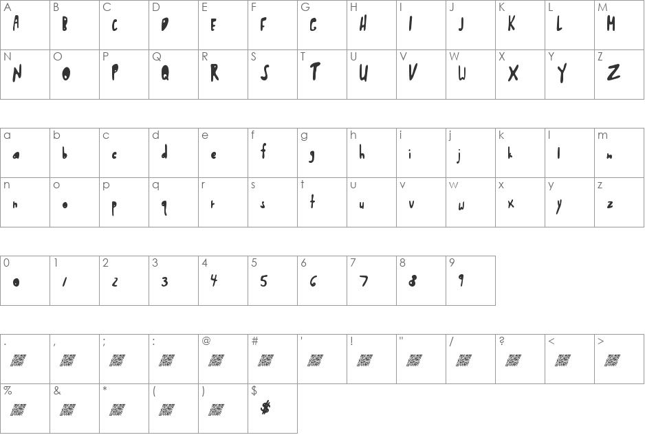 ShwedyBawls font character map preview
