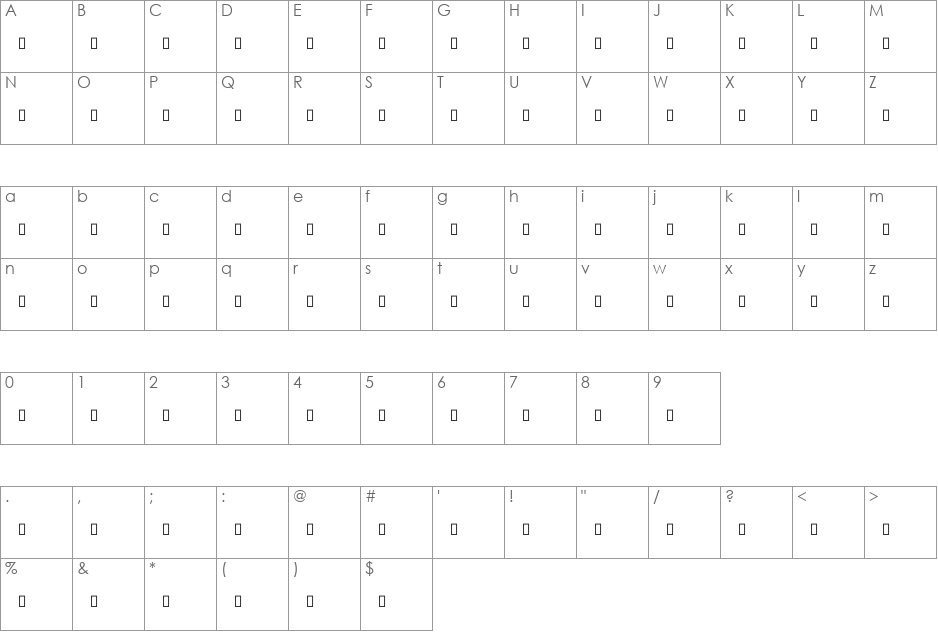 SH_farisi font character map preview