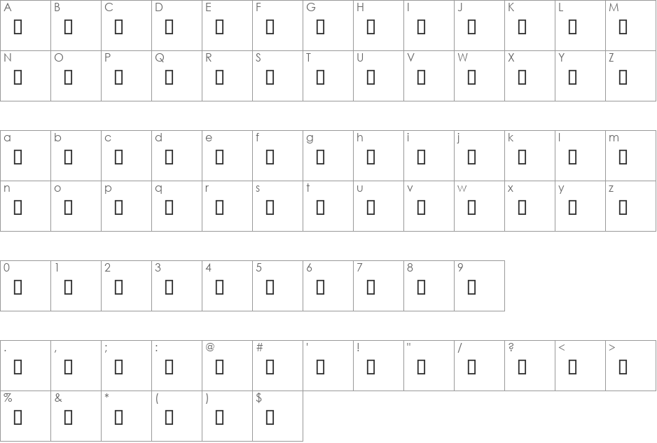 SH_nasikh font character map preview