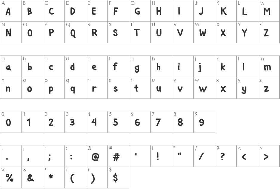 Si Kancil font character map preview